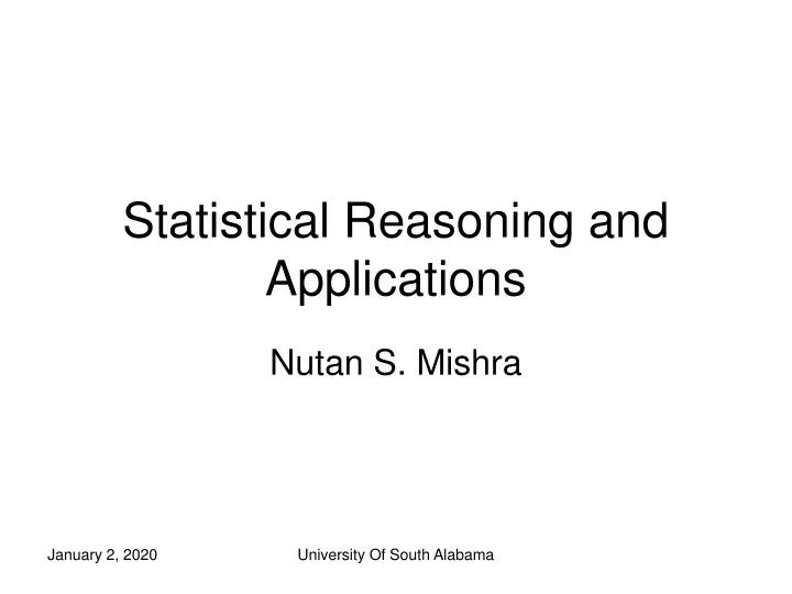 statistical reasoning and applications