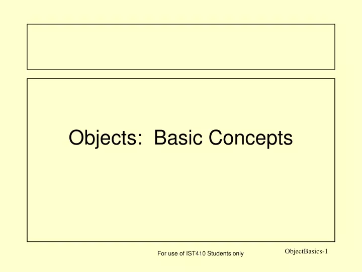 objects basic concepts