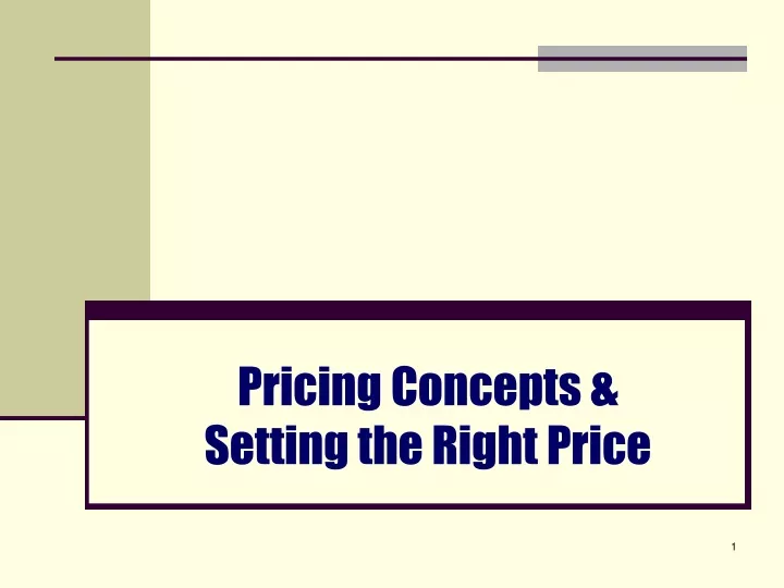 pricing concepts setting the right price