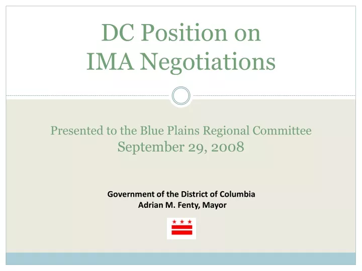 dc position on ima negotiations presented to the blue plains regional committee september 29 2008