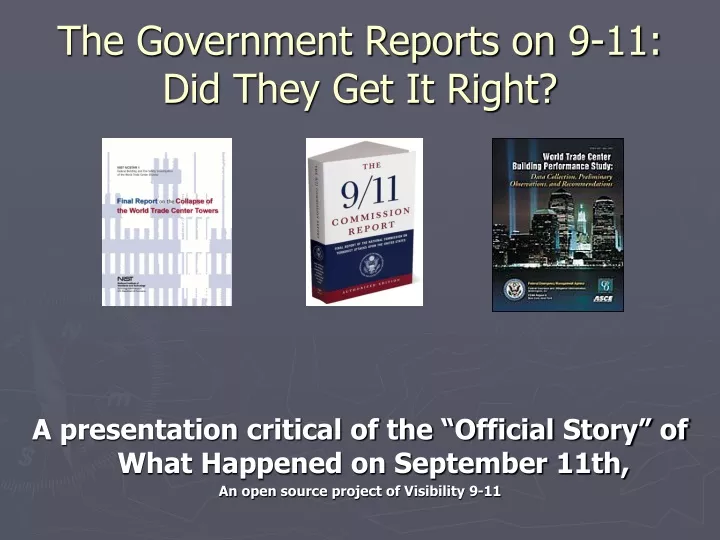 the government reports on 9 11 did they get it right