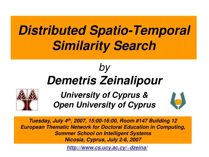 distributed spatio temporal similarity search