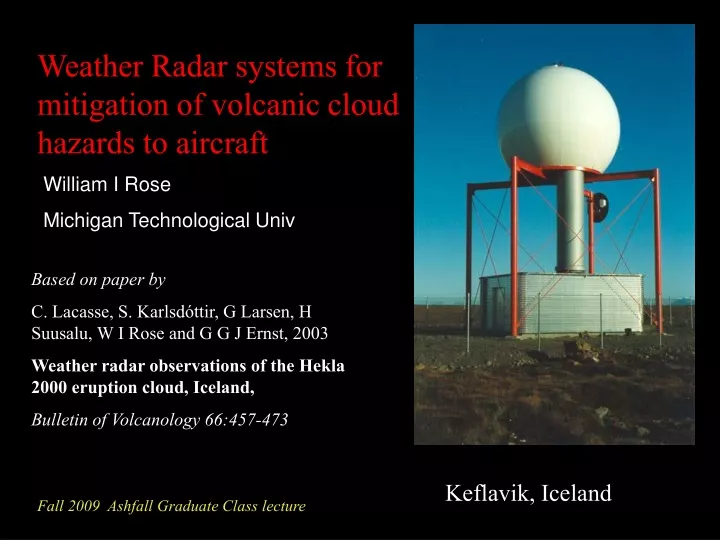 weather radar systems for mitigation of volcanic