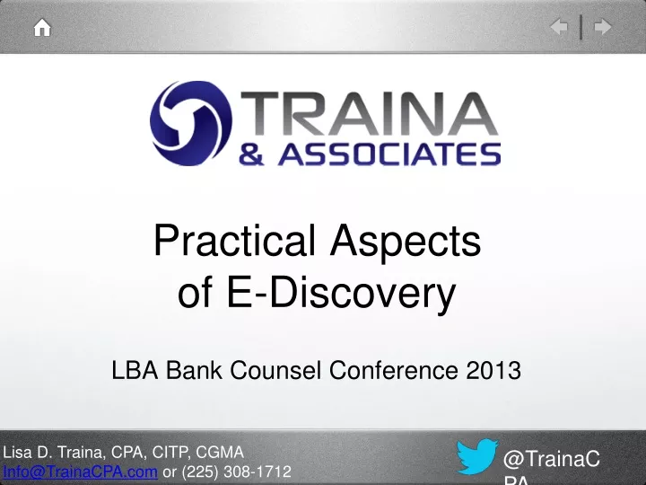 practical aspects of e discovery