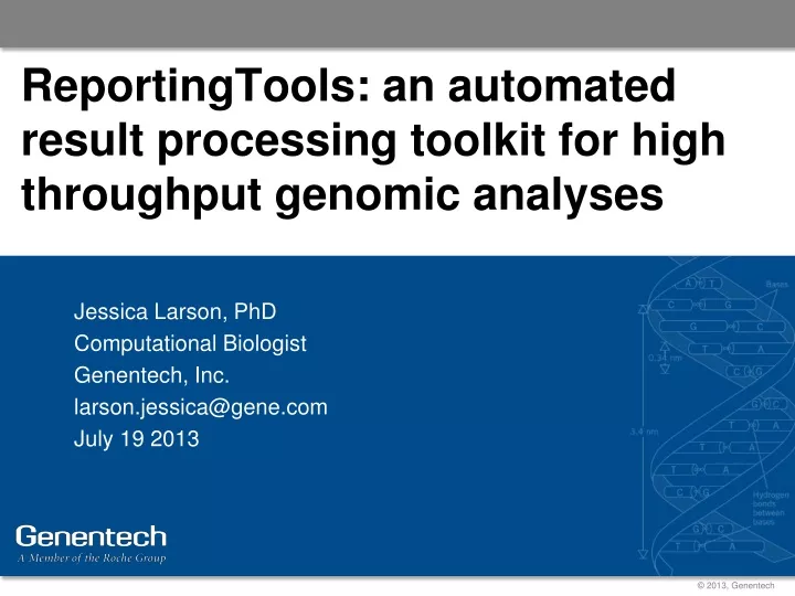 reportingtools an automated result processing toolkit for high throughput genomic analyses