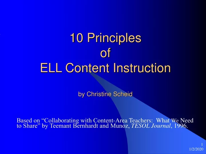 10 principles of ell content instruction by christine scheid