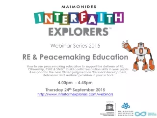 Webinar Series 2015 RE &amp; Peacemaking Education