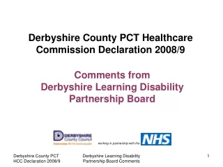 Derbyshire County PCT Healthcare Commission Declaration 2008/9