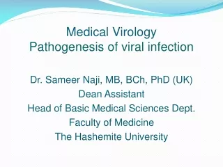 Medical Virology Pathogenesis of viral infection