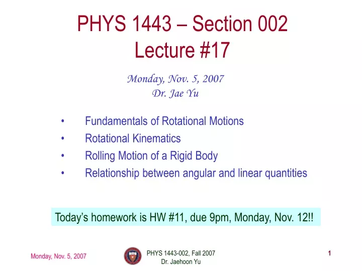 phys 1443 section 002 lecture 17