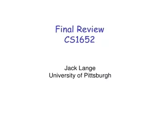 Final Review CS1652
