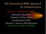 The Generalized MDL Approach for Summarization - slide 1