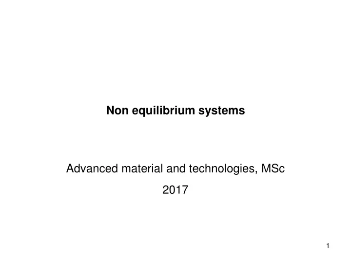 non equilibrium systems