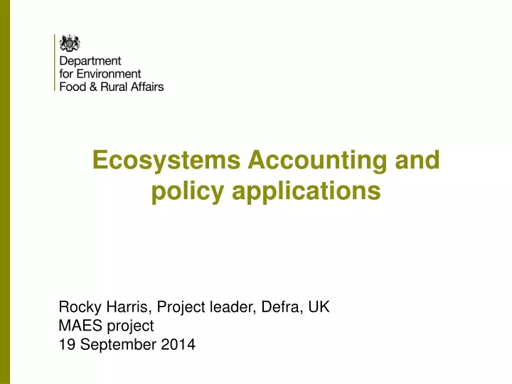 ecosystems accounting and policy applications