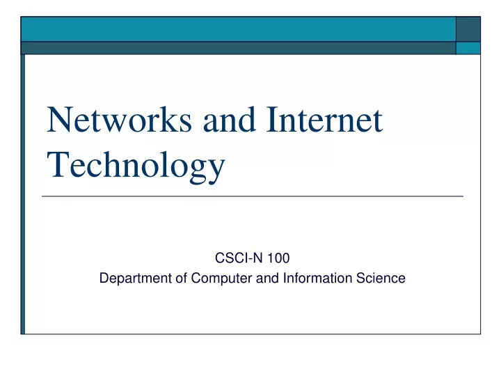 networks and internet technology