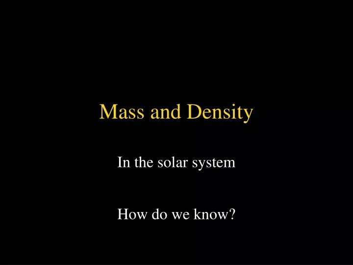 mass and density