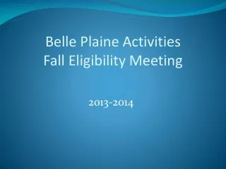 Belle Plaine Activities Fall Eligibility Meeting