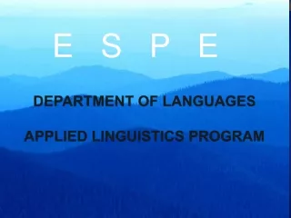 DEPARTMENT OF LANGUAGES  APPLIED LINGUISTICS PROGRAM
