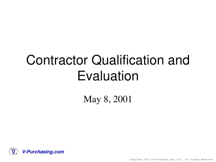 contractor qualification and evaluation
