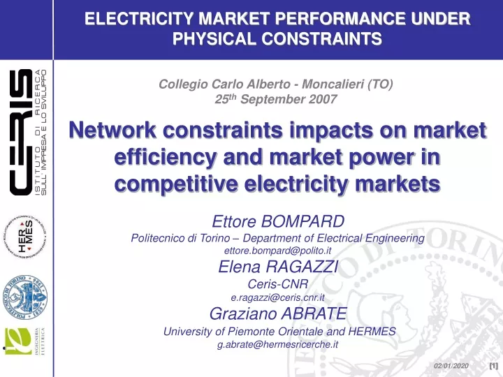 electricity market performance under physical constraints