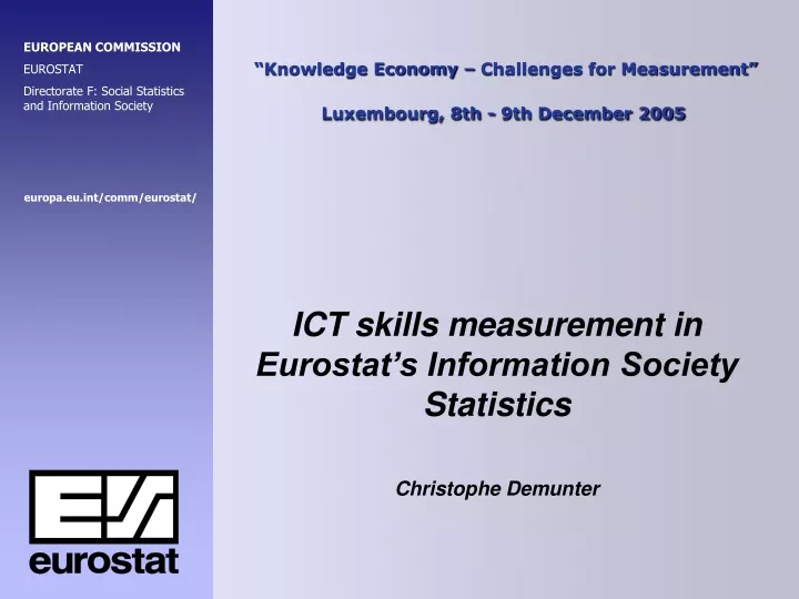 knowledge economy challenges for measurement luxembourg 8th 9th december 2005