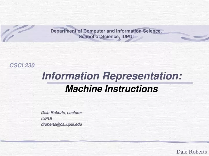 information representation machine instructions