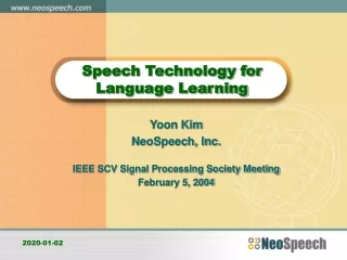 Speech Technology for Language Learning