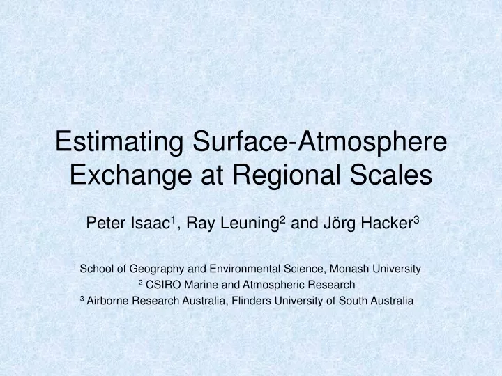 estimating surface atmosphere exchange at regional scales