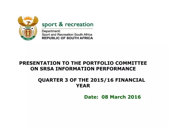 presentation to the portfolio committee on srsa