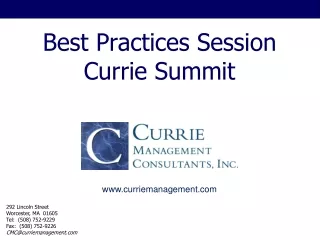 Best Practices Session Currie Summit