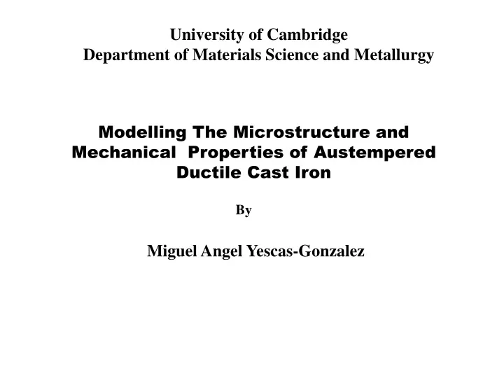modelling the microstructure and mechanical