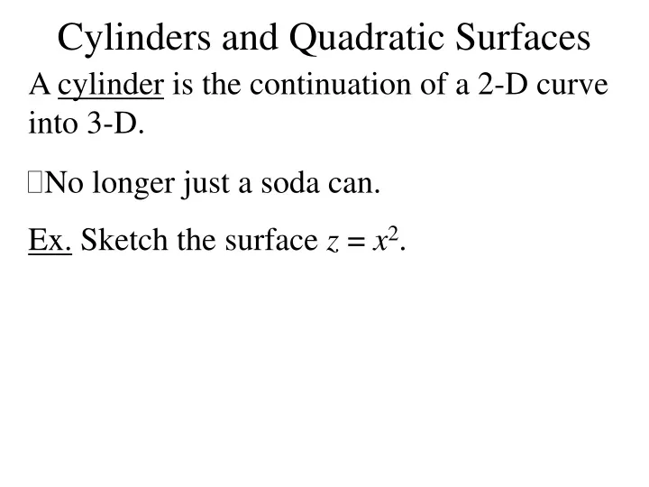 cylinders and quadratic surfaces