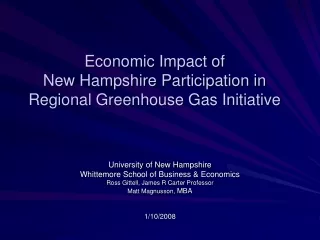 Economic Impact of   New Hampshire Participation in Regional Greenhouse Gas Initiative