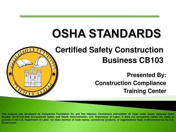certified safety construction business cb103