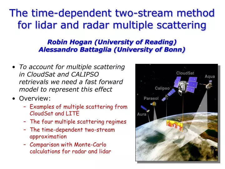 the time dependent two stream method for lidar