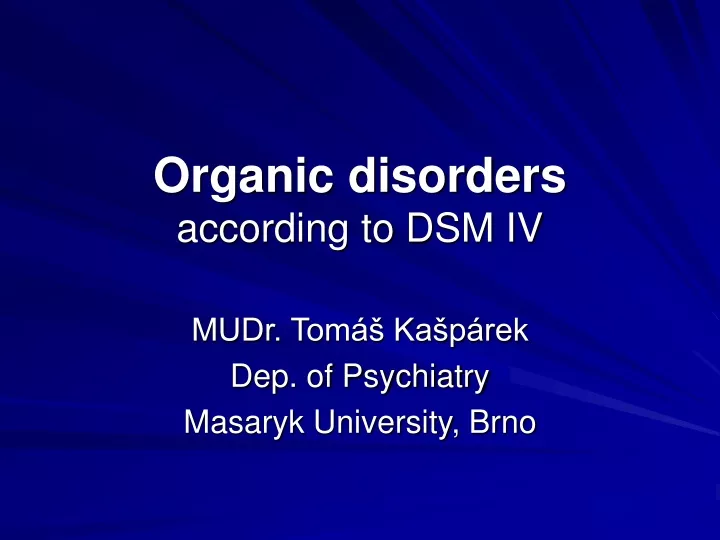 organic disorders according to dsm iv