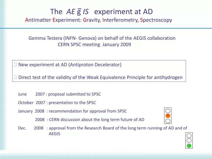 the ae g is experiment at ad a ntimatter