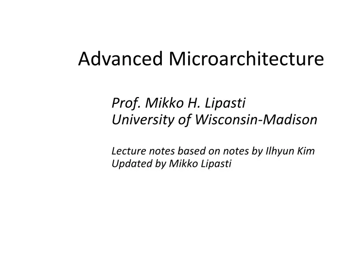 advanced microarchitecture