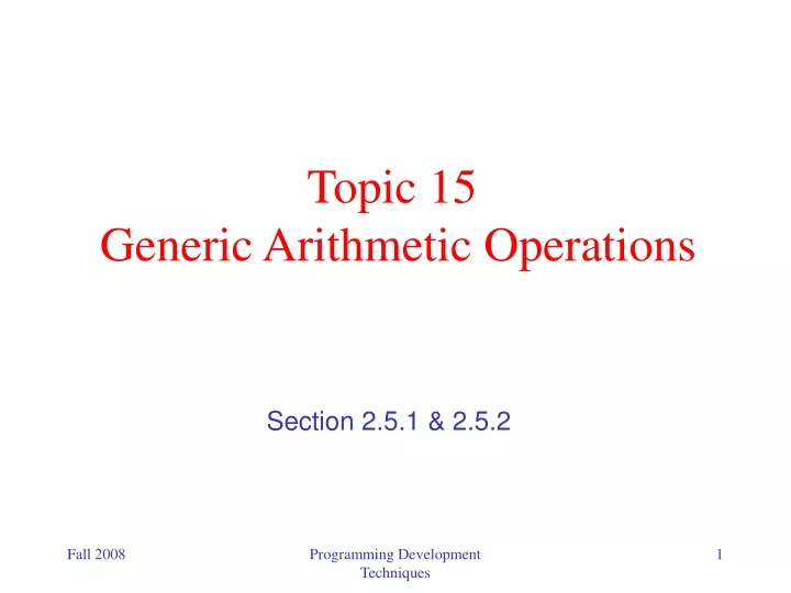topic 15 generic arithmetic operations