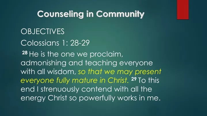 counseling in community