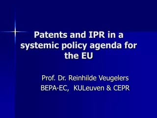 Patents and IPR in a systemic policy agenda for the EU