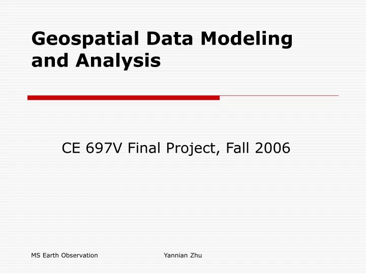 geospatial data modeling and analysis