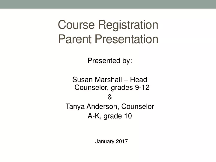course registration parent presentation