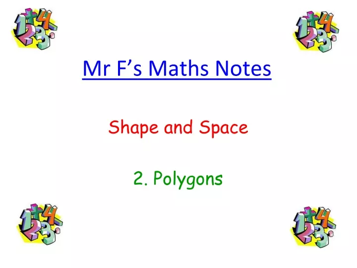 mr f s maths notes