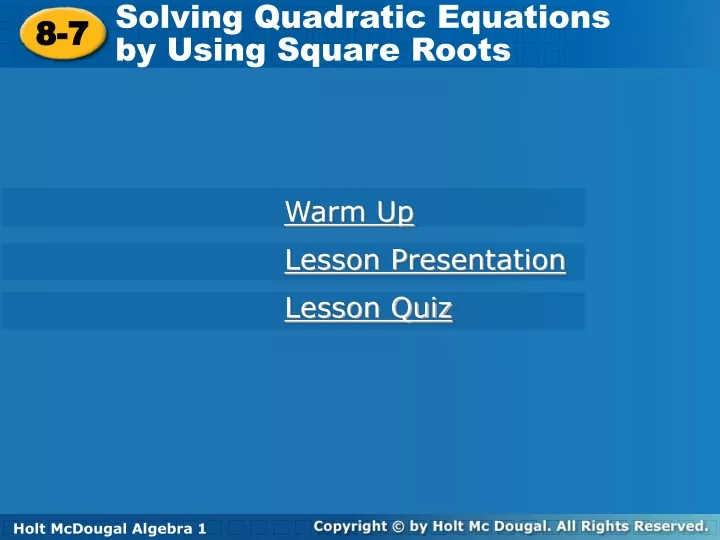 solving quadratic equations by using square roots