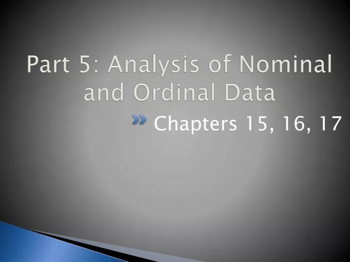 part 5 analysis of nominal and ordinal data