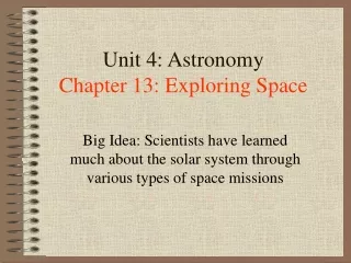 Unit 4: Astronomy Chapter 13: Exploring Space