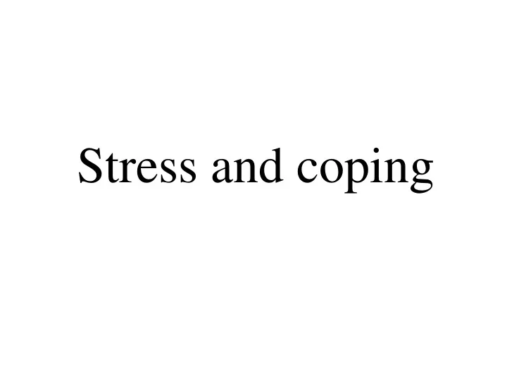 stress and coping