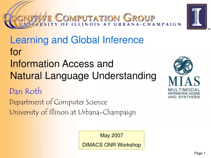 learning and global inference for information access and natural language understanding