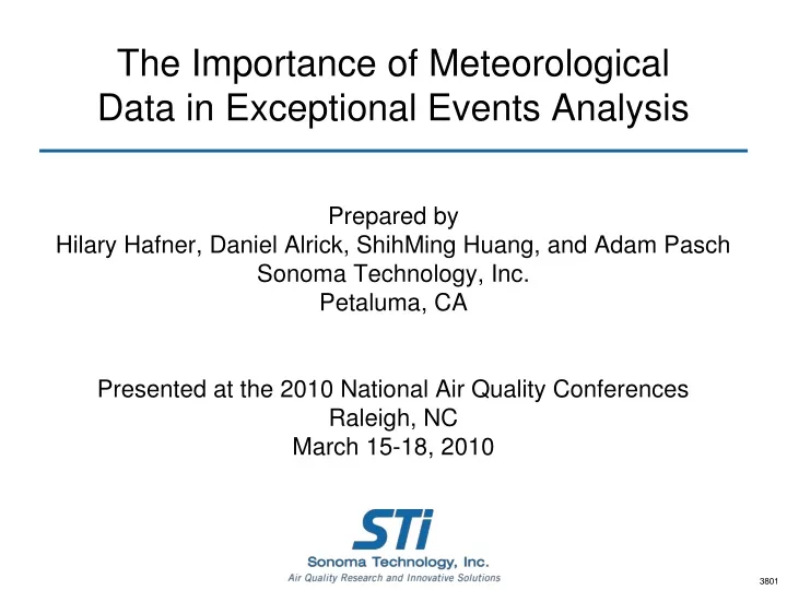 the importance of meteorological data in exceptional events analysis